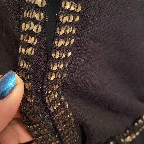 BCBG Max Azria Black Sequined Cardigan - Picture 3 of 9